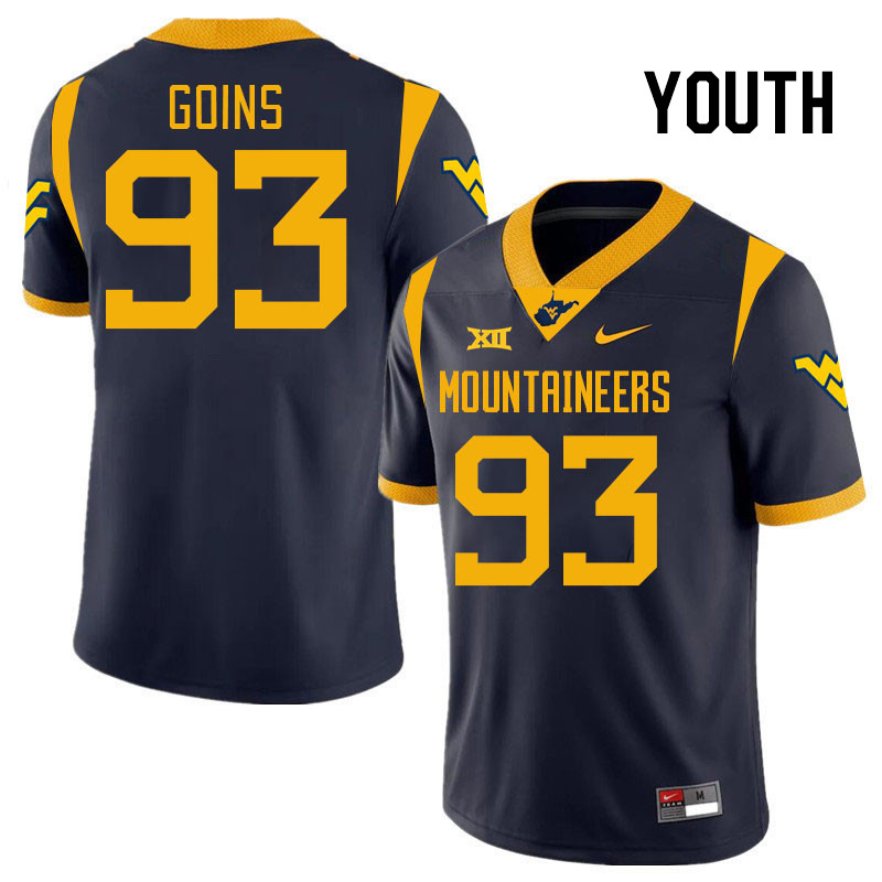 Youth #93 Quintin Goins West Virginia Mountaineers College 2024 New Uniforms Football Jerseys Stitch